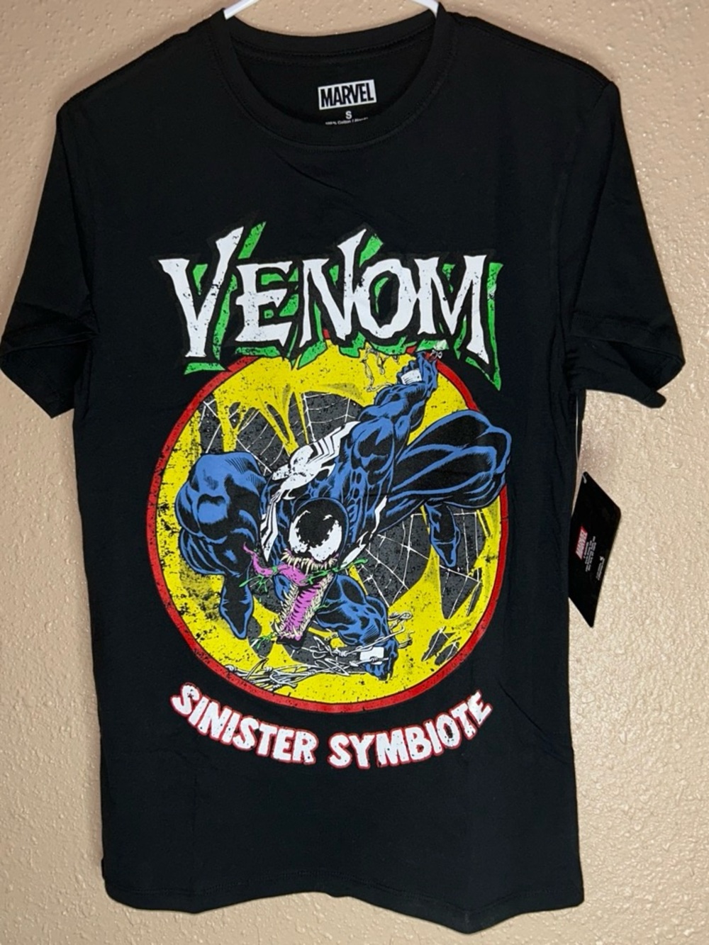 Marvel Venom Graphic Tee in Black with Yellow, Green and Blue Artwork